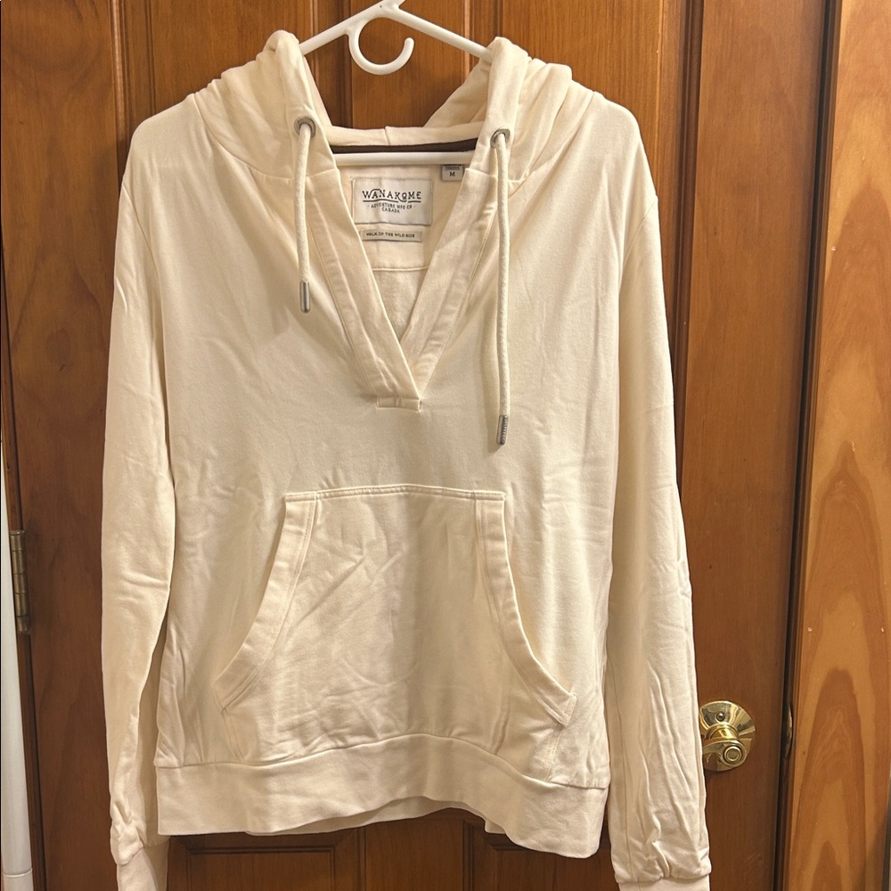 Wanakome Cream V-Neck Hoodie